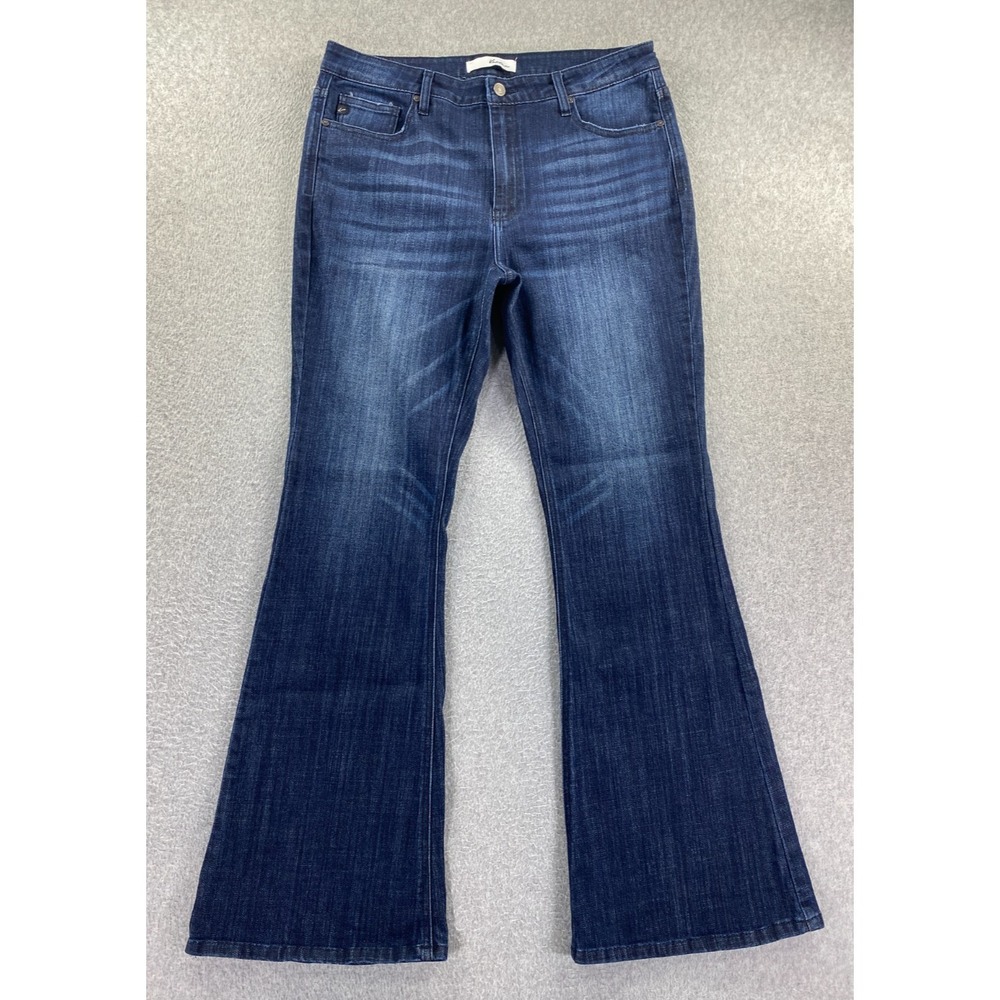 KanCan Celestine Flared Women's XL Blue Jeans Mid Rise Dark Wash Stretch Boho
